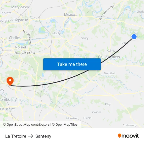 La Tretoire to Santeny map