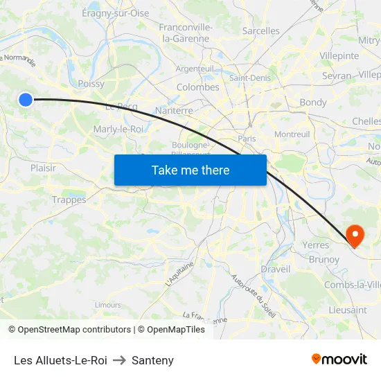 Les Alluets-Le-Roi to Santeny map