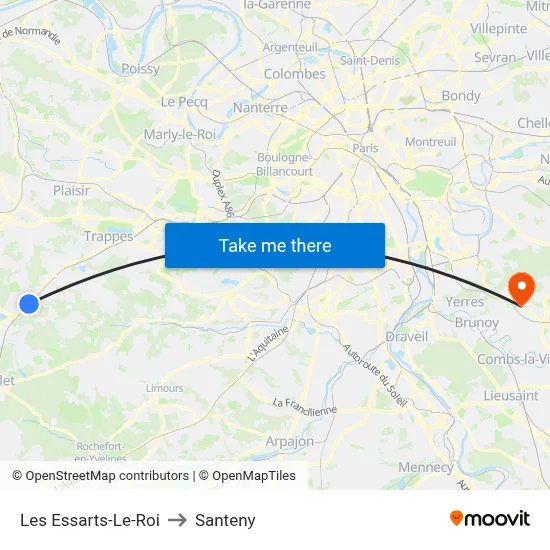 Les Essarts-Le-Roi to Santeny map