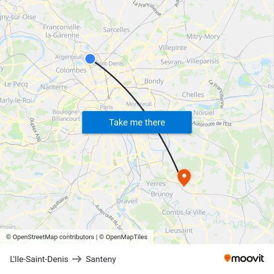 L'Ile-Saint-Denis to Santeny map