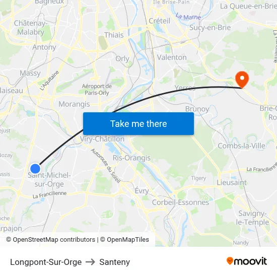 Longpont-Sur-Orge to Santeny map