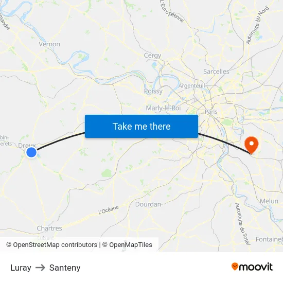 Luray to Santeny map