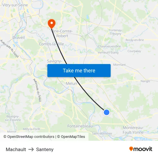 Machault to Santeny map