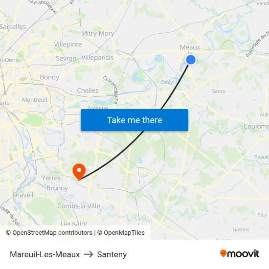 Mareuil-Les-Meaux to Santeny map