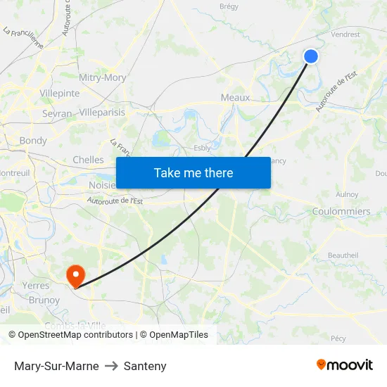 Mary-Sur-Marne to Santeny map