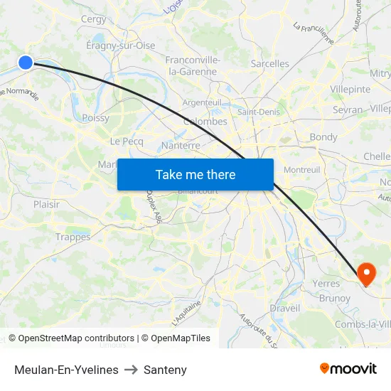 Meulan-En-Yvelines to Santeny map