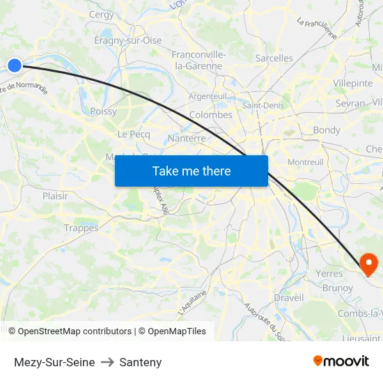 Mezy-Sur-Seine to Santeny map