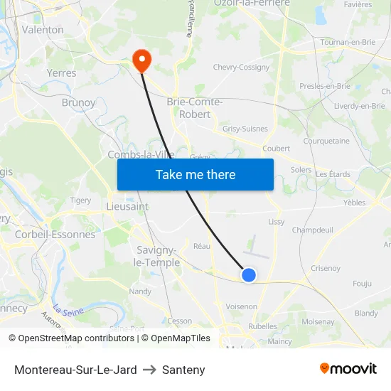 Montereau-Sur-Le-Jard to Santeny map