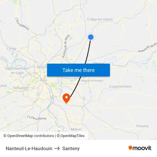 Nanteuil-Le-Haudouin to Santeny map