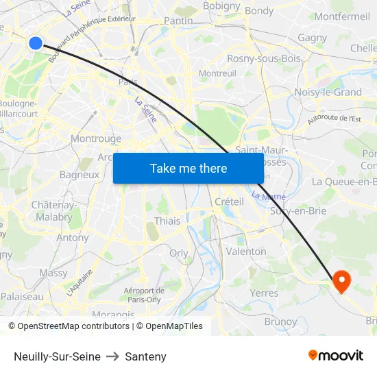 Neuilly-Sur-Seine to Santeny map