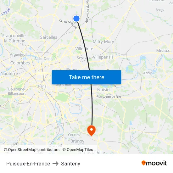 Puiseux-En-France to Santeny map