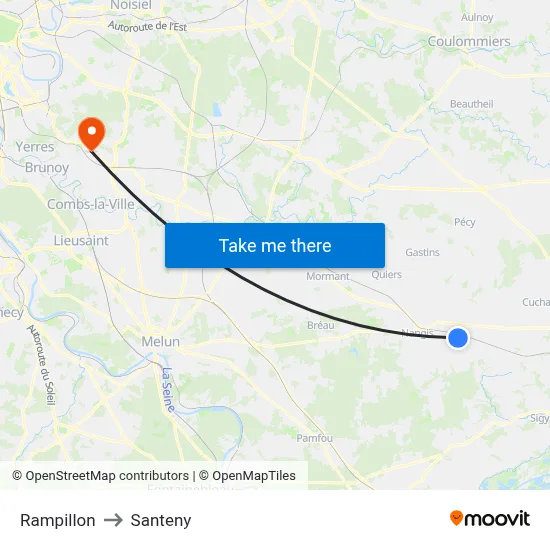 Rampillon to Santeny map
