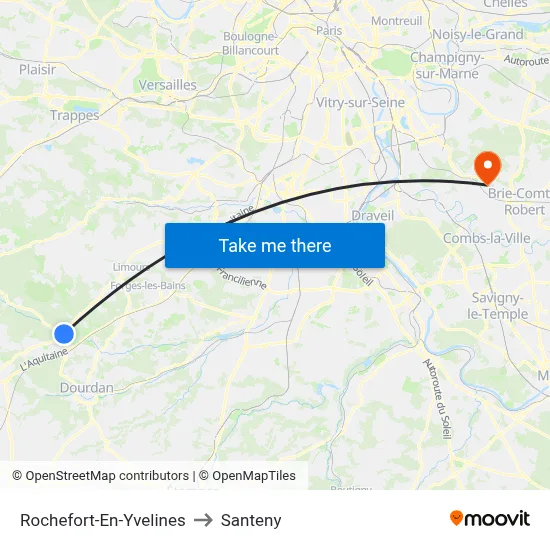Rochefort-En-Yvelines to Santeny map
