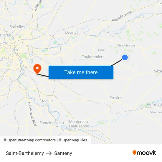 Saint-Barthelemy to Santeny map