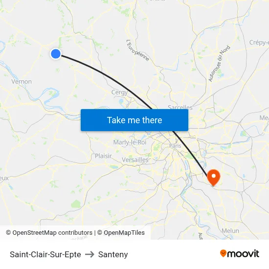 Saint-Clair-Sur-Epte to Santeny map