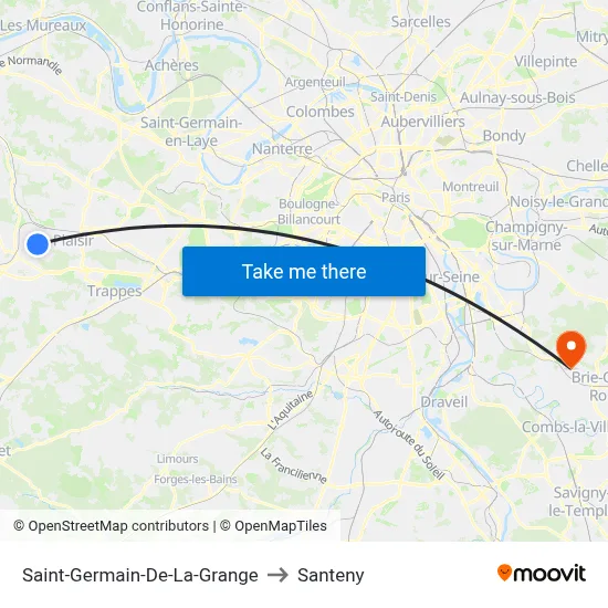 Saint-Germain-De-La-Grange to Santeny map