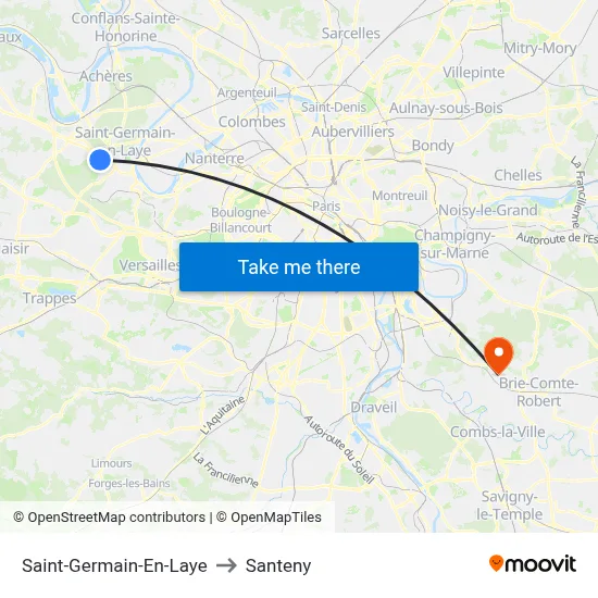Saint-Germain-En-Laye to Santeny map