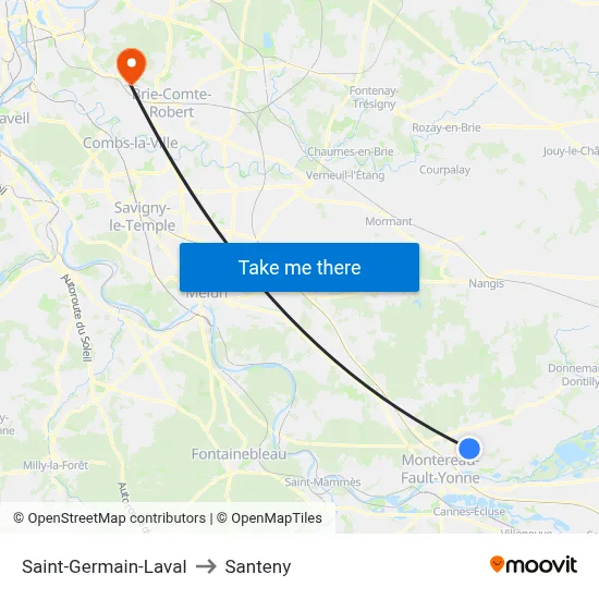 Saint-Germain-Laval to Santeny map