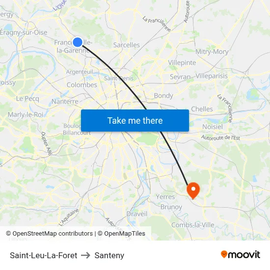 Saint-Leu-La-Foret to Santeny map