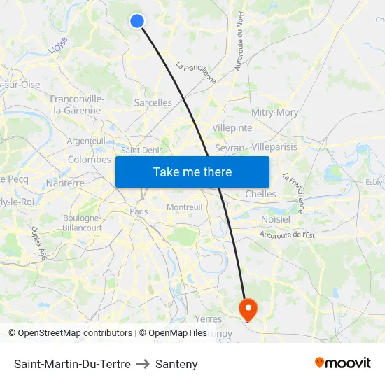 Saint-Martin-Du-Tertre to Santeny map