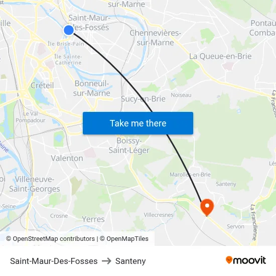Saint-Maur-Des-Fosses to Santeny map
