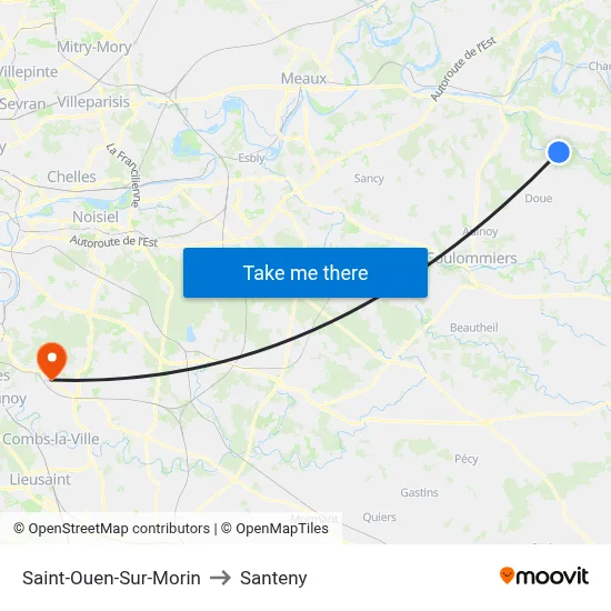 Saint-Ouen-Sur-Morin to Santeny map