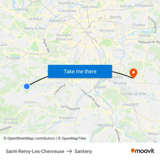 Saint-Remy-Les-Chevreuse to Santeny map