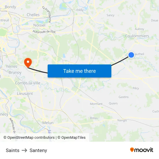 Saints to Santeny map