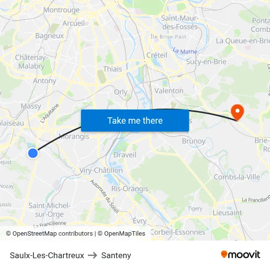 Saulx-Les-Chartreux to Santeny map