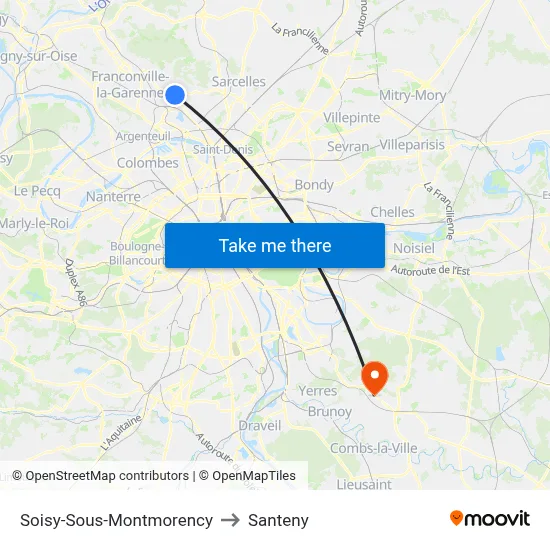 Soisy-Sous-Montmorency to Santeny map