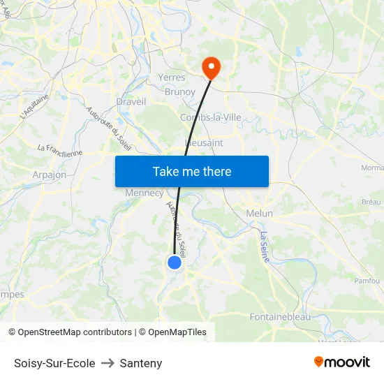 Soisy-Sur-Ecole to Santeny map