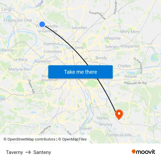 Taverny to Santeny map