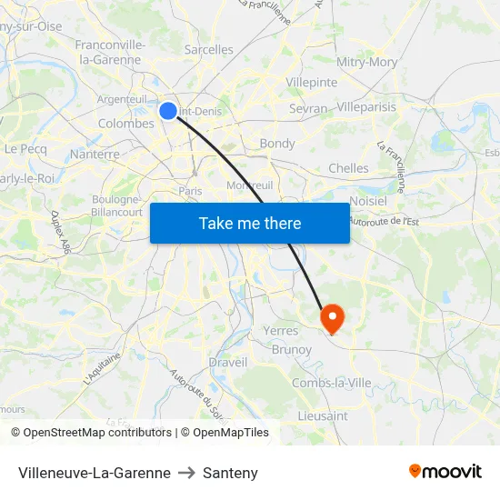 Villeneuve-La-Garenne to Santeny map