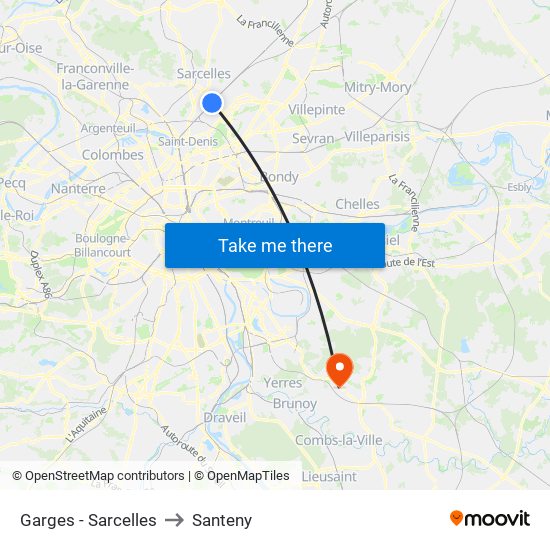 Garges - Sarcelles to Santeny map