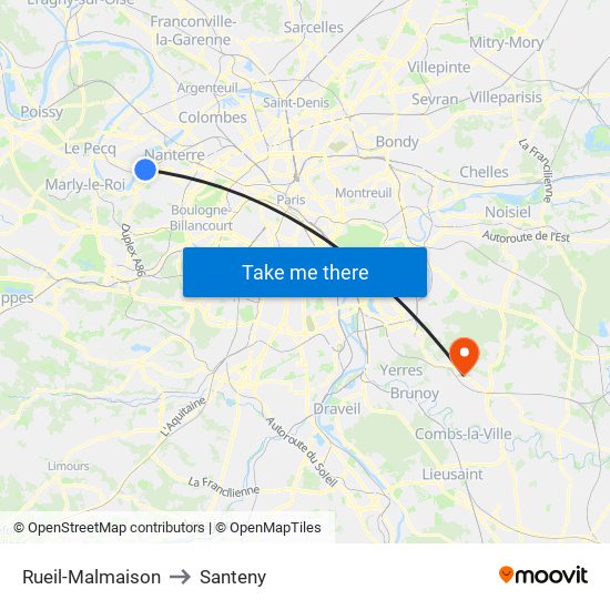 Rueil-Malmaison to Santeny map