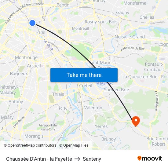 Chaussée D'Antin - la Fayette to Santeny map