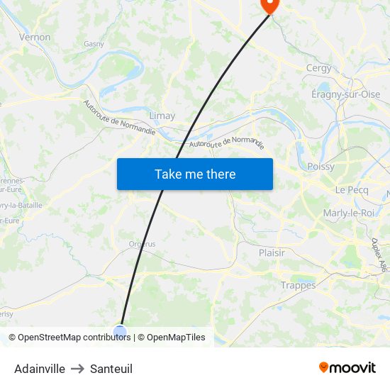 Adainville to Santeuil map