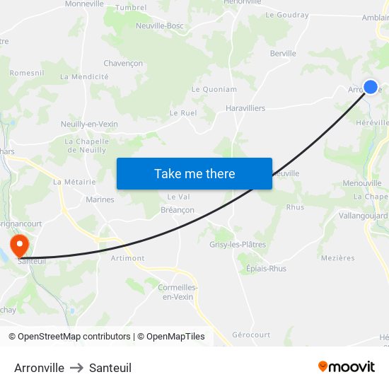 Arronville to Santeuil map