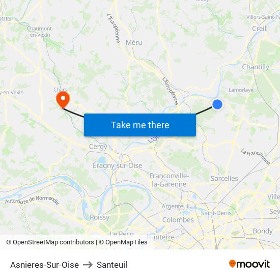 Asnieres-Sur-Oise to Santeuil map