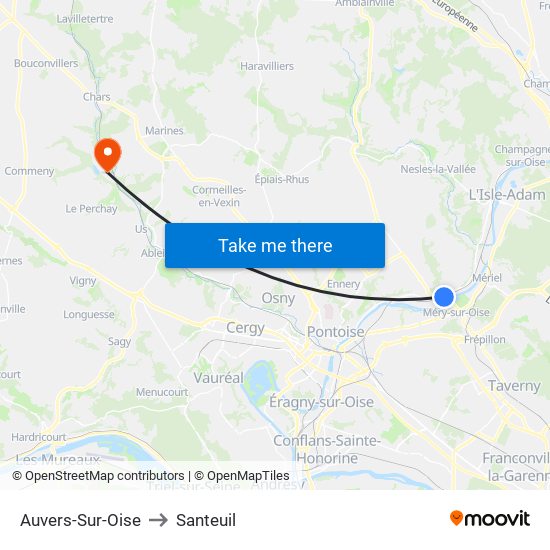 Auvers-Sur-Oise to Santeuil map