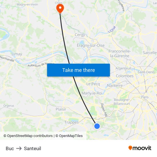 Buc to Santeuil map