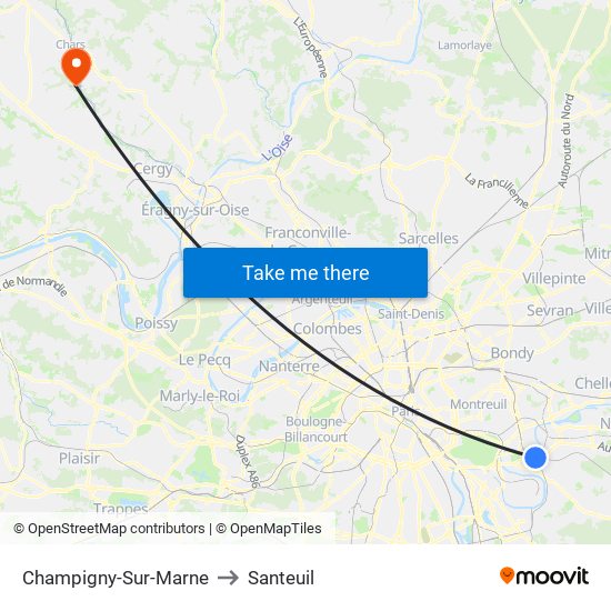 Champigny-Sur-Marne to Santeuil map