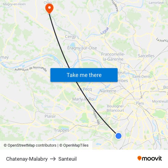Chatenay-Malabry to Santeuil map