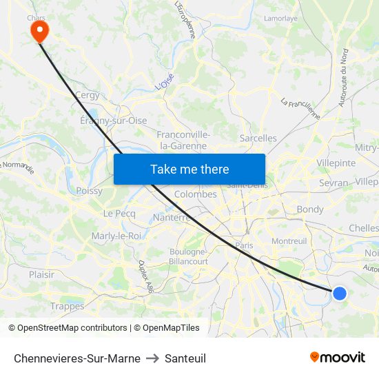 Chennevieres-Sur-Marne to Santeuil map