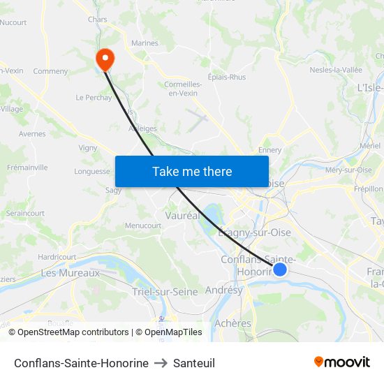 Conflans-Sainte-Honorine to Santeuil map