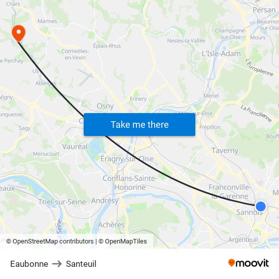 Eaubonne to Santeuil map
