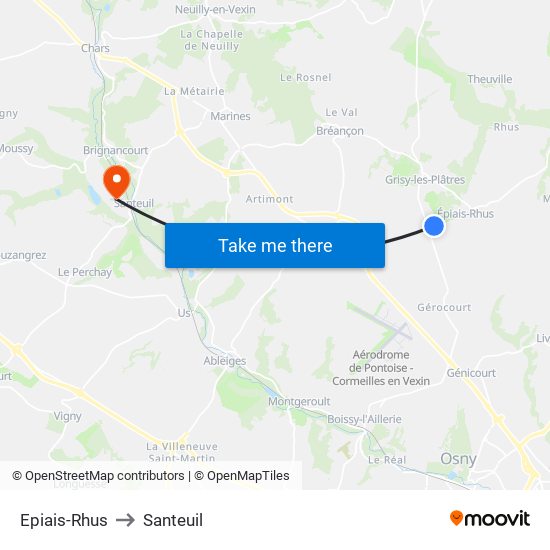 Epiais-Rhus to Santeuil map