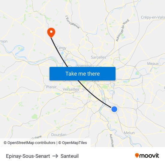 Epinay-Sous-Senart to Santeuil map