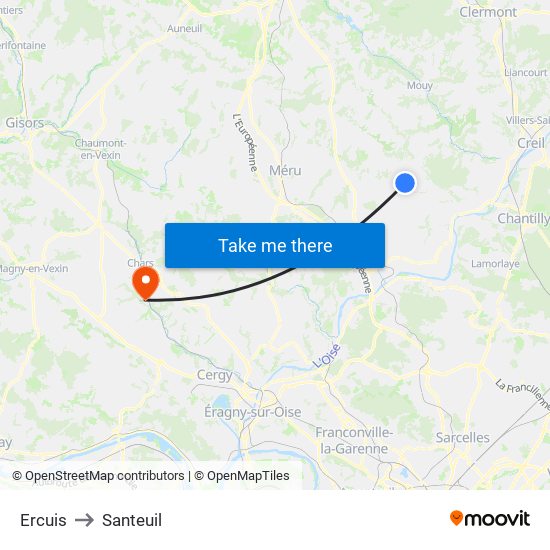 Ercuis to Santeuil map