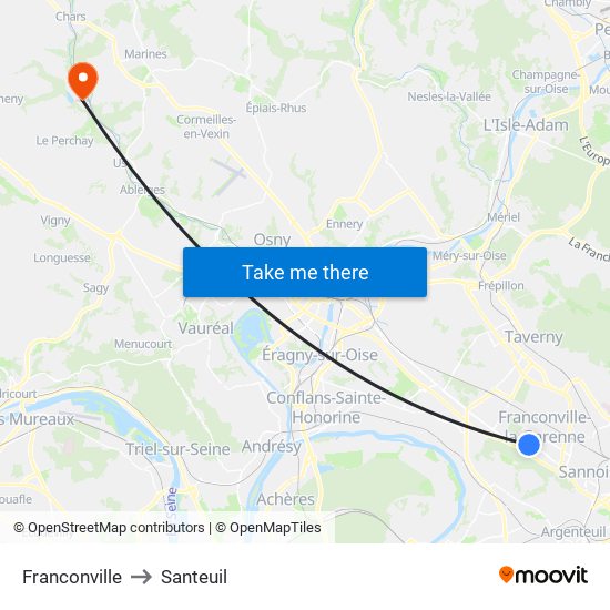 Franconville to Santeuil map